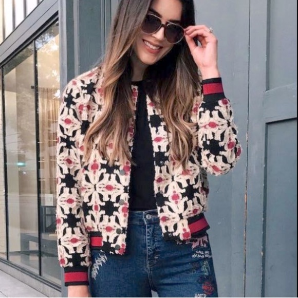 H&M Jackets & Blazers - NWOT Patterned Textured Bomber Jacket Size 2